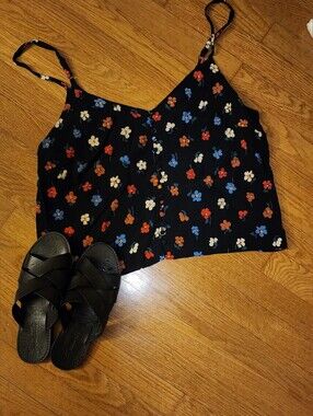 Madewell Bundle@Floral Cani Top +Leather Sandles